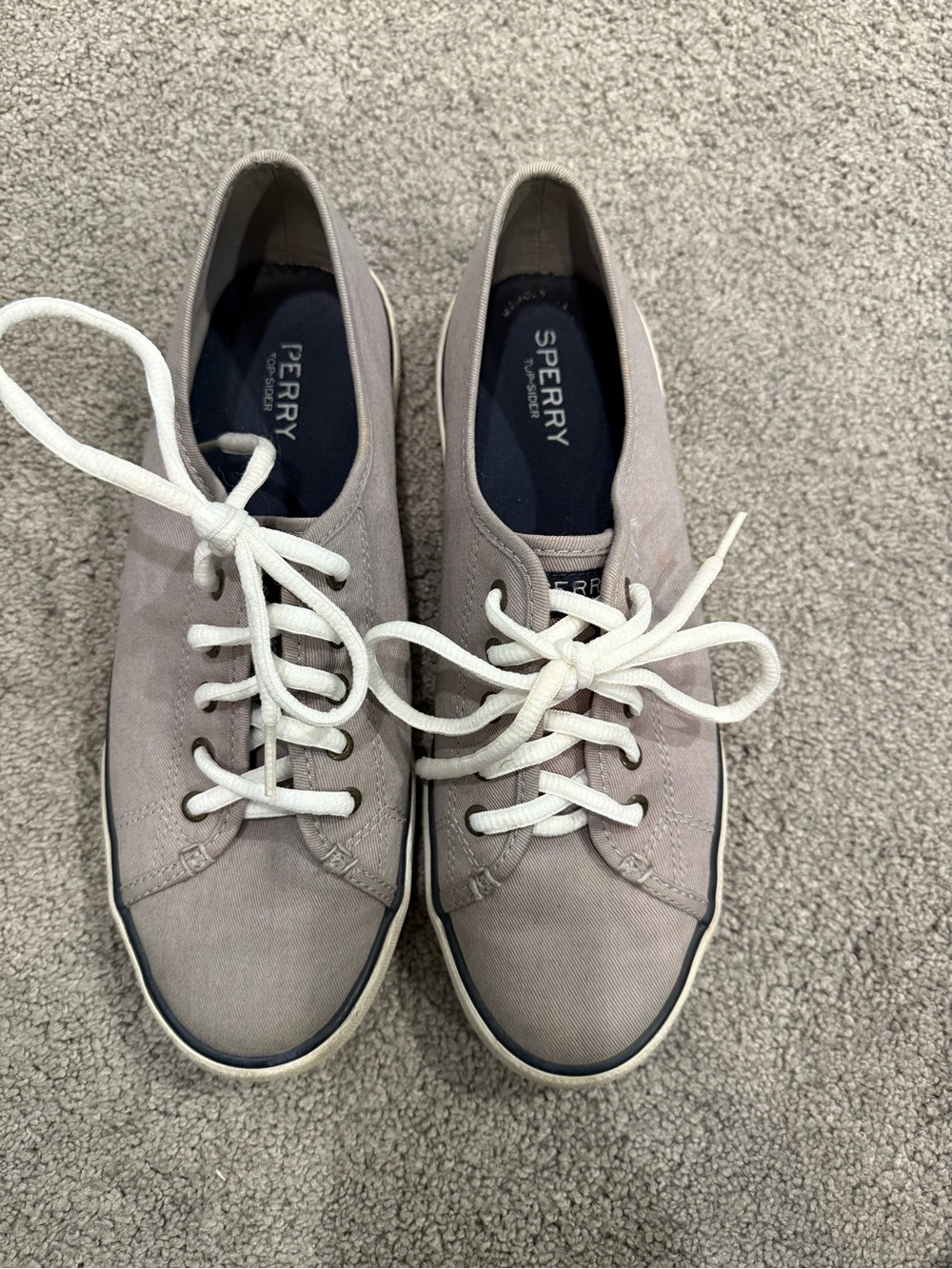 Sperry Women’s Light Taupe Canvas Lace-Up Sneakers